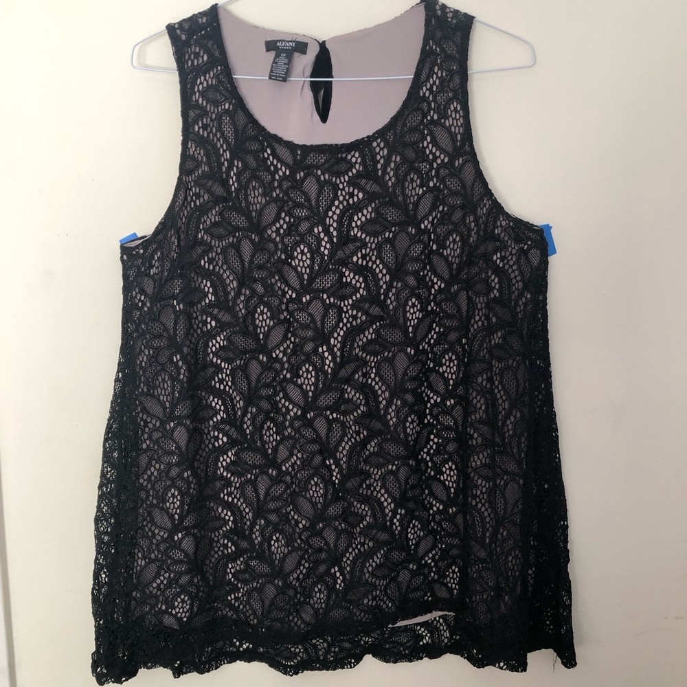 Alfani black lace dressy shell